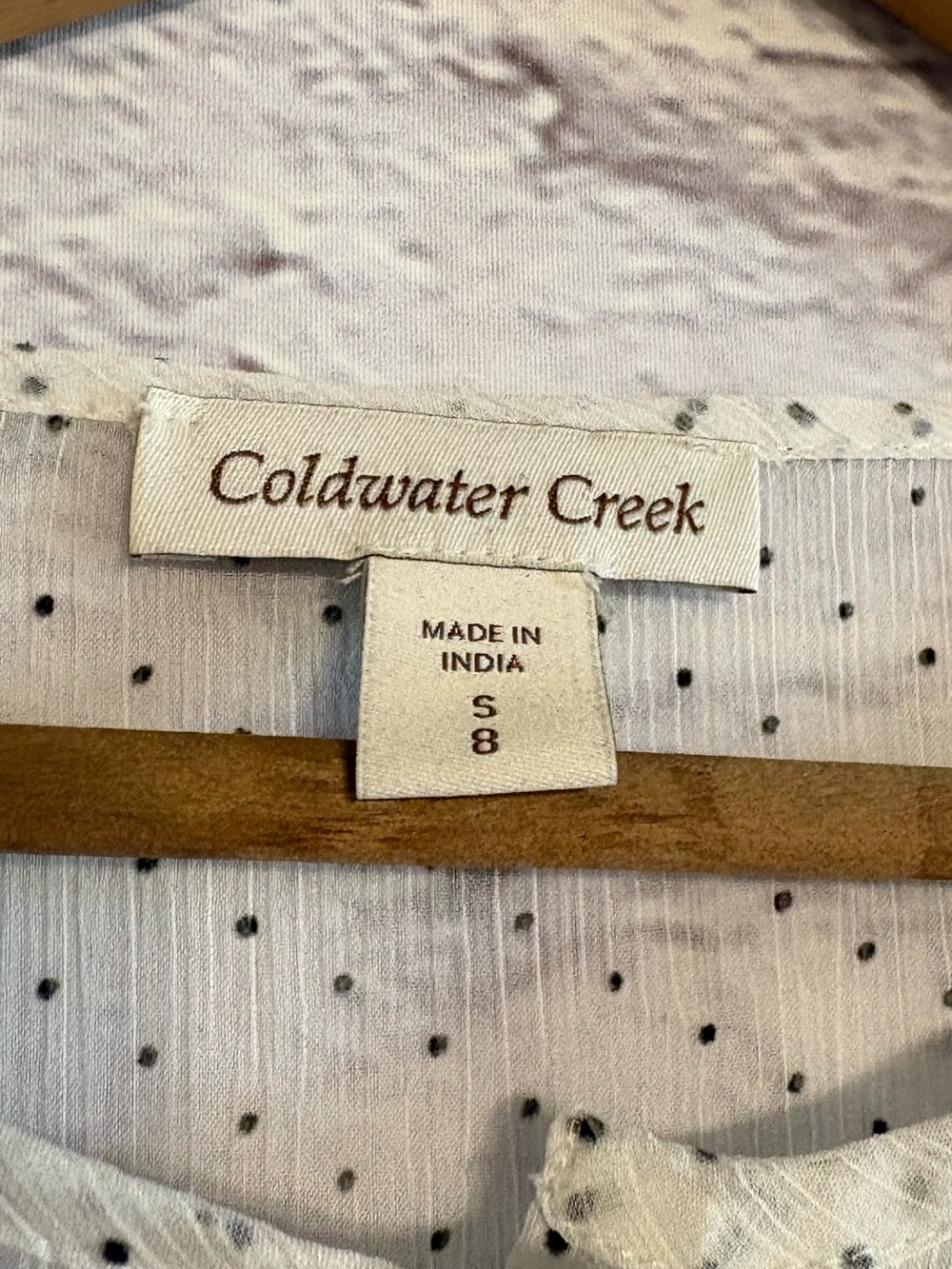 Coldwater Creek White Blouse with Black Micro Dots - Picture 3 of 7